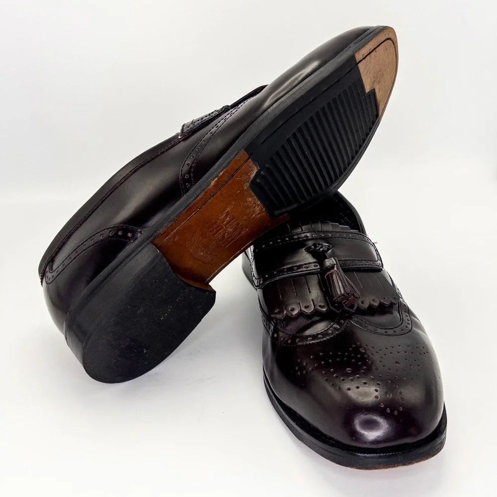 Nunn Bush Men's 11.5M Burgundy Leather Kiltie Tassel Loafers Dress Shoes
